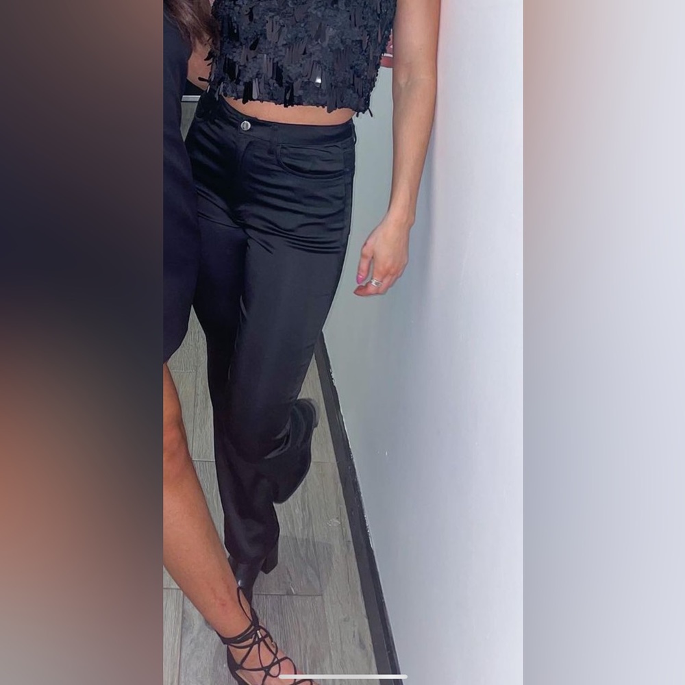 Danielle Bernstein Black Silky Pants